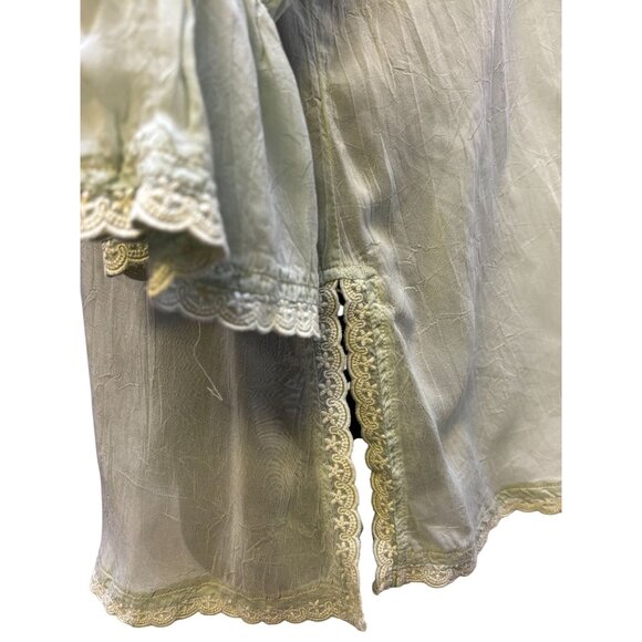 Johnny Was Mint Green Embroidered Silk Blouse L - Picture 6 of 7